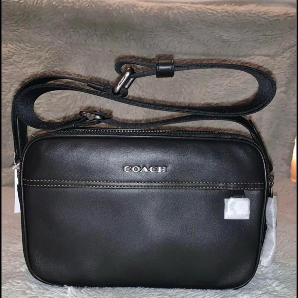 Coach Black Leather Messenger Bag - Picture 2 of 4